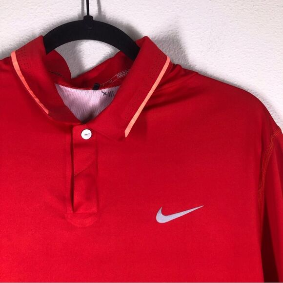 Nike Tiger Woods Collection TW Glow Polo Golf Shirt DRI-FIT Red Small 639822-657 - Picture 2 of 10